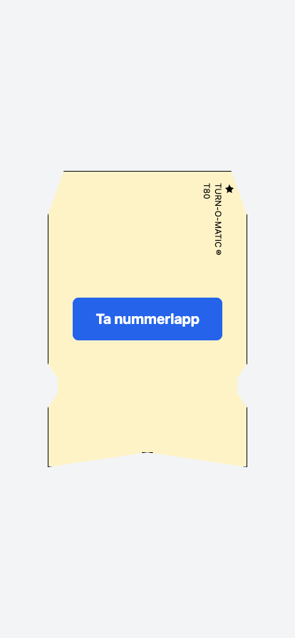 Mobil vy där kunden kan ta en digital nummerlapp